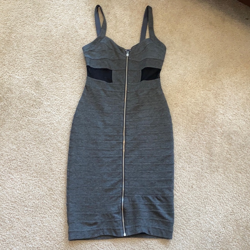 Express sleeveless grey dress mesh patches size 6
